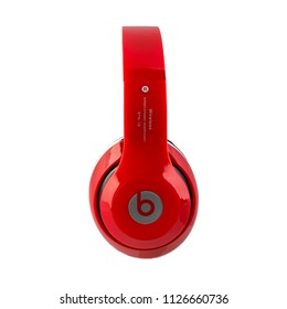 Minsk, Belarus - 3 Jul, 2018: Monster Beats Headphones Isolated On White Background. Illustrative Editorial.