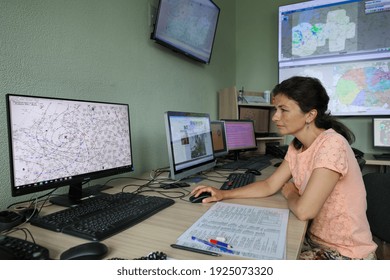 MINSK, BELARUS - 9 AUGUST, 2020: Weather Station Workers Observe The Weather