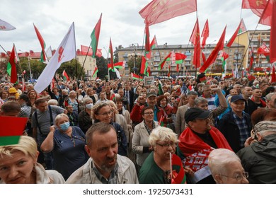 MINSK, BELARUS - 9 AUGUST, 2020: pro-government rally for President of Belarus Alexander Lukashenko