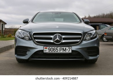 MINSK, BELARUS APRIL 21, 2016: New Mercedes-Benz W213 e220d at the test drive event for automotive journalists from Minsk
