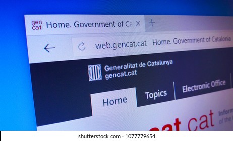 Minsk, Belarus - April 25, 2018: The official website for The Government of Catalonia, the institution under which the Spanish autonomous community of Catalonia is politically organized.