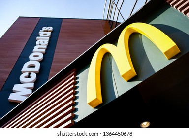 Minsk, Belarus - April 6, 2019: McDonald's logo. McDonald's is the world's largest chain of hamburger fast food restaurants