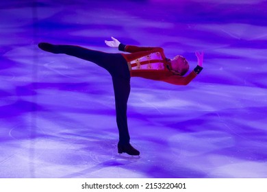 Minsk, Belarus – April 9, 2022: Male Figure Skater Mihail Kolyada Performs Free Skating Program During Eteri Tutberidze Demonstrating Ice Show In April 9, 2022, In Minsk, Belarus