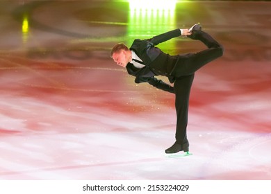 Minsk, Belarus – April 9, 2022: Male Figure Skater Mihail Kolyada Performs Free Skating Program During Eteri Tutberidze Demonstrating Ice Show In April 9, 2022, In Minsk, Belarus