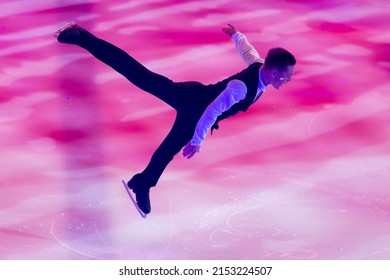 Minsk, Belarus – April 9, 2022: Male Figure Skater Mihail Kolyada Performs Free Skating Program During Eteri Tutberidze Demonstrating Ice Show In April 9, 2022, In Minsk, Belarus