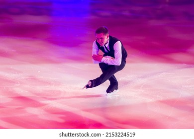 Minsk, Belarus – April 9, 2022: Male Figure Skater Mihail Kolyada Performs Free Skating Program During Eteri Tutberidze Demonstrating Ice Show In April 9, 2022, In Minsk, Belarus