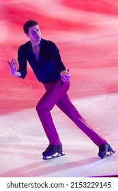 Minsk, Belarus – April 9, 2022: Male Figure Skater Moris Kvitelashvili Performs Free Skating Program During Eteri Tutberidze Demonstrating Ice Show In April 9, 2022, In Minsk, Belarus