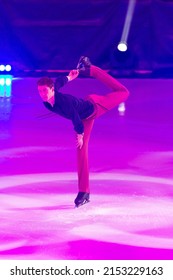 Minsk, Belarus – April 9, 2022: Male Figure Skater Moris Kvitelashvili Performs Free Skating Program During Eteri Tutberidze Demonstrating Ice Show In April 9, 2022, In Minsk, Belarus