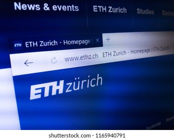 Minsk, Belarus - August 23, 2018: The Homepage Of The Official Website For ETH Zurich, A Science, Technology, Engineering And Mathematics University In The City Of Zürich, Switzerland.