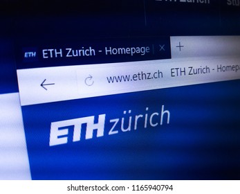 Minsk, Belarus - August 23, 2018: The Homepage Of The Official Website For ETH Zurich, A Science, Technology, Engineering And Mathematics University In The City Of Zürich, Switzerland.