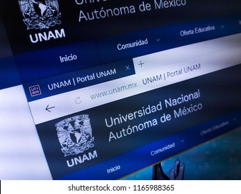 Minsk, Belarus - August 23, 2018: The homepage of the official website for The National Autonomous University of Mexico (UNAM), a public research university in Mexico.