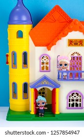 Minsk, Belarus - December 13, 2018: Pupae L.O.L. Surprise Dolls In Toy House. LOL - Lil Outrageous Littles Surprise Toy From MGA Entertainment, Also Create Toys: Lalaloopsy, Num-Noms, Bratz.