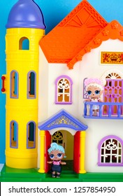 Minsk, Belarus - December 13, 2018: Pupae L.O.L. Surprise Dolls In Toy House. LOL - Lil Outrageous Littles Surprise Toy From MGA Entertainment, Also Create Toys: Lalaloopsy, Num-Noms, Bratz.