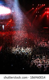MINSK, BELARUS - FEBRUARY 21: Members of ARMIN ONLY: Intense show with Armin van Buuren in Minsk-Arena on February 21, 2014 - Shutterstock ID 186960014