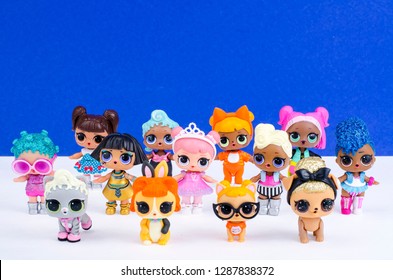 Minsk, Belarus - January 16, 2019: Cute Little L.O.L. Surprise Dolls. LOL - Lil Outrageous Littles Surprise Toy From MGA Entertainment, Also Create Toys: Lalaloopsy, Num-Noms, Bratz.