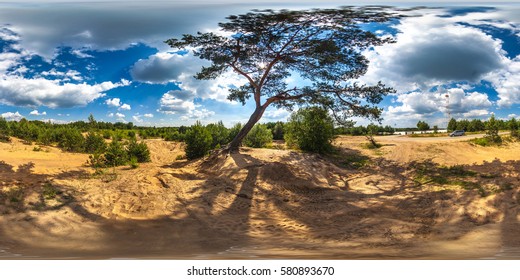 MINSK, BELARUS - JUNE 2015:  Full 360 Equirectangular Spherical Panorama View Of  Golf Course On A Sunny Day. Virtual Reality Content