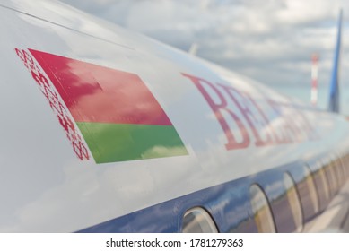 Minsk / Belarus - June 5, 2019: Belarusian Airline Belavia Plane Parked At Airport