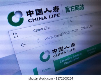 Minsk, Belarus - September 05, 2018: The Homepage Of The Official Website For China Life Insurance Company Limited,  A China-incorporated Company That Provides Life Insurance And Annuity Products.