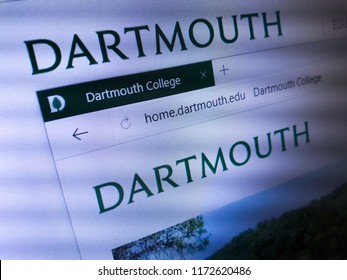 Minsk, Belarus - September 05, 2018: The homepage of the official website for Dartmouth College, a private Ivy League research university in Hanover, New Hampshire, United States. 