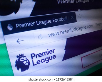 Minsk, Belarus - September 05, 2018: The Homepage Of The Official Website For The Premier League (English Premier League (EPL)), The Top Level Of The English Football League System