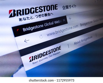 Minsk, Belarus - September 05, 2018: The homepage of the official website for Bridgestone Corporation, a multinational auto and truck parts manufacturer