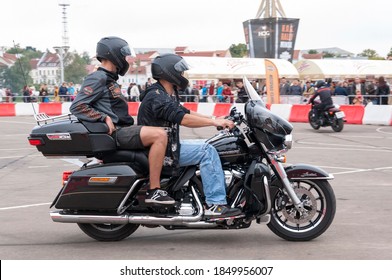 Minsk, Belarus - September 16, 2017. Demonstration And Motocross On The Harley-Davidson Motorcycle Arena At The HOG Rally Minsk 2017 Biker Festival In Belarus.