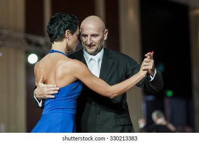 Minsk, Belarus-September 27, 2015: Professional Belarussian Couple Perform Pro-Am Program Of Argentinian Tango On World Dance Championship Capital Cup Minsk- 2015 On September 27,2015,in Minsk,Belarus