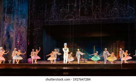 Minsk, Belfrus - 22012021: Fragment Of Classical Ballet Nutcracker On Stage Of Belarusian Theater