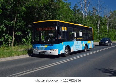 Minsk Mazowiecki, Poland - June, 08, 2018: ZAZ A10C Bus In Motion.