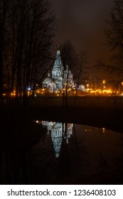 Minsk At Night In Reflection