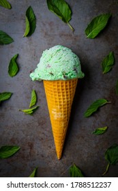 Mint Chocolate Chip Ice Cream Cone