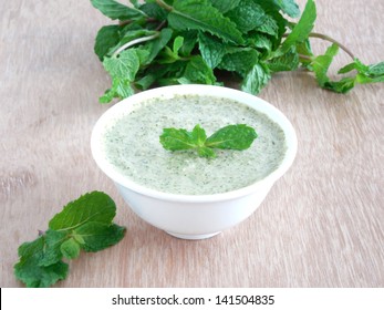 Mint Chutney In A Bowl.