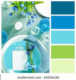 Mint Color Matching And Elegant Table Setting, Closeup