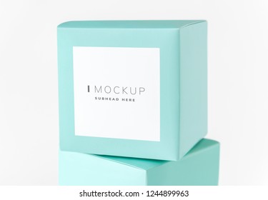 Mint green packaging box mockup