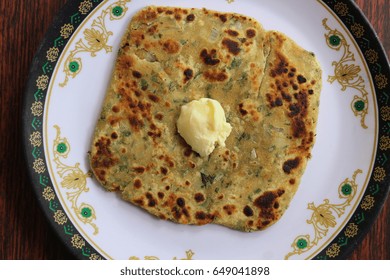 Mint And Onion Paratha With Butter