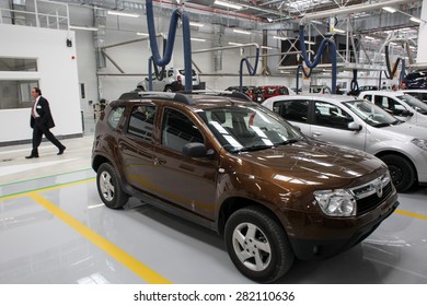 Mioveni, Romania - September 15, 2010: Color Picture Of Dacia Cars On The Assembly Line Of The Dacia Renault Factory.