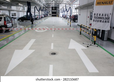 Mioveni, Romania - September 15, 2010: Color Picture Of The Assembly Line Of The Dacia Renault Factory.