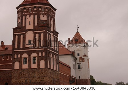 Mir castle and Park complex during the rain