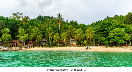 Mira Beach, Kecil, Perhentian Islands, Malaysia; 19-May-2019; a panoramic view of the Mira Beach, Kecil, Perhentian Islands