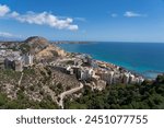 Mirador de la Sangueta - seen from Castle of Santa Barbara in Alicante, Spain, mediterranean sea. Panoramic view of the city and amazing sapphire sea