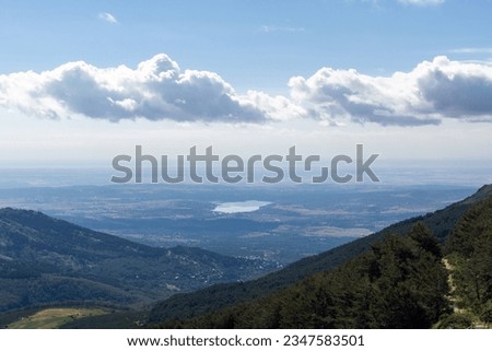 Miraflores de la Sierra reservoir from the Morcuera mountain pass. Community of Madrid, Spain.
