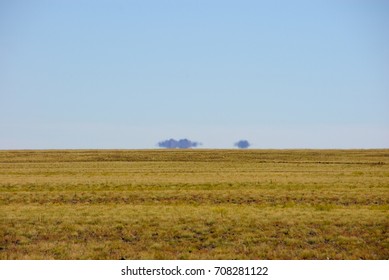 Mirage Effect On Distant Objects On The Mongolian Plains