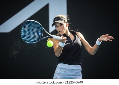 Mirjam Bjorklund Of Sweden During Her Loss To Katie Volynets Of USA On Day 5 Of 2022 Australian Open Qualifying At Melbourne Park On January 14, 2022 In Melbourne, Australia.