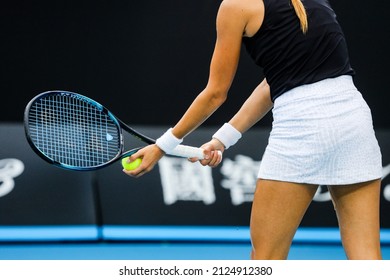 Mirjam Bjorklund Of Sweden During Her Loss To Katie Volynets Of USA On Day 5 Of 2022 Australian Open Qualifying At Melbourne Park On January 14, 2022 In Melbourne, Australia.