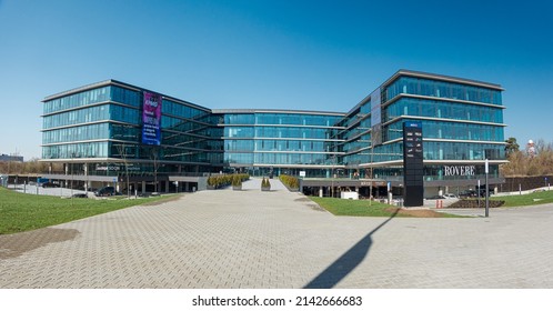 The Miro new office building in the north part of Bucharest, photographed during a sunny day. Corporate headquarters offices. Romania, 2022.