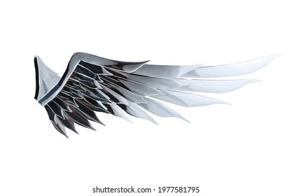Mirror beautiful angel wing concept isolated white background and clipping path   Freedom symbol