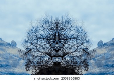 Mirror effect of a tree and the landscape