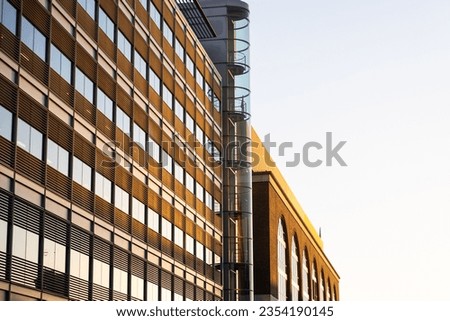 Mirror and glass symmetry of skyscraper windows in London, UK	