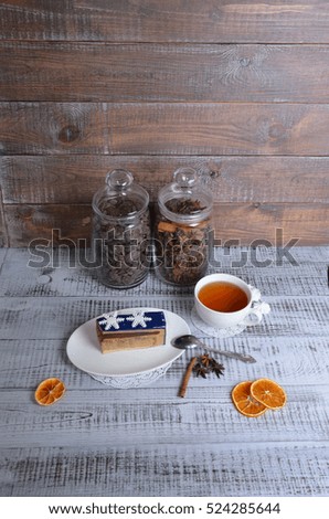 Similar – Image, Stock Photo Brownie with fruits and glass of coffee