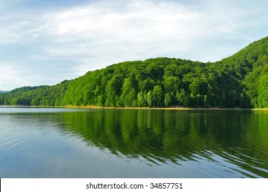 Mirror lake summer reflection